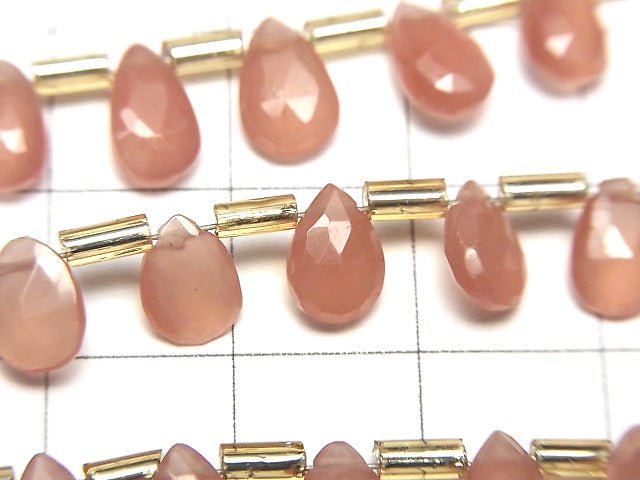 [Video] High Quality Peru Rhodochrosite AAA Pear shape Faceted Briolette 1strand beads (aprx.7inch / 18cm)