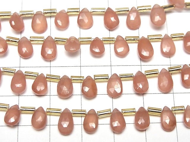 [Video] High Quality Peru Rhodochrosite AAA Pear shape Faceted Briolette 1strand beads (aprx.7inch / 18cm)