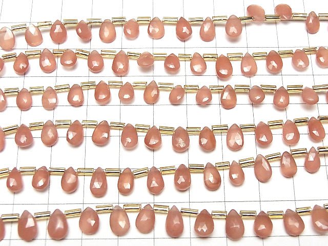 [Video] High Quality Peru Rhodochrosite AAA Pear shape Faceted Briolette 1strand beads (aprx.7inch / 18cm)