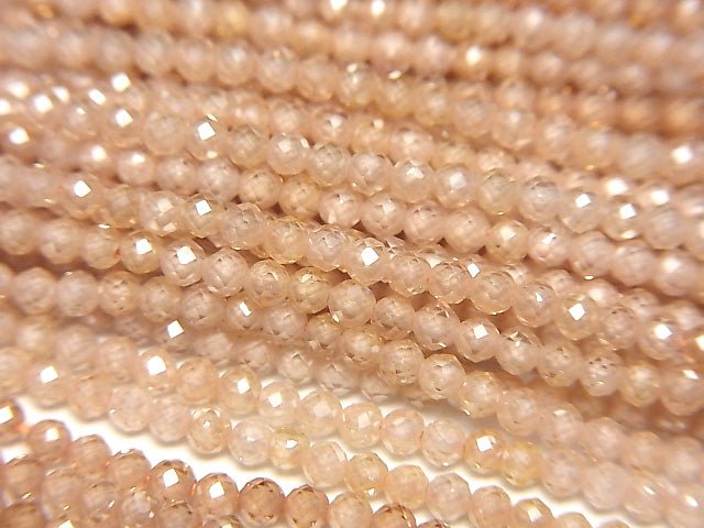 [Video] High Quality! Cubic Zirconia AAA Faceted Round 2mm [Champagne Color] 1strand beads (aprx.14inch / 35cm)