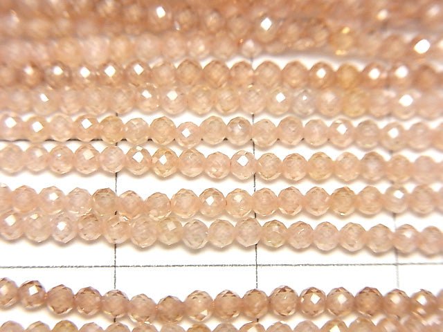 [Video] High Quality! Cubic Zirconia AAA Faceted Round 2mm [Champagne Color] 1strand beads (aprx.14inch / 35cm)