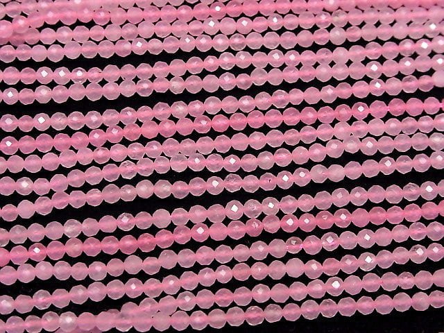 [Video]High Quality! Pink color Jade Faceted Round 3mm 1strand beads (aprx.15inch/37cm)