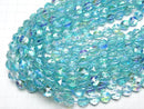 [Video] High Quality! Aqua Blue Luna Flash Star Faceted Round 10mm 1strand beads (aprx.15inch / 37cm)