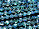 [Video] High Quality! Aqua Blue Luna Flash Star Faceted Round 10mm 1strand beads (aprx.15inch / 37cm)