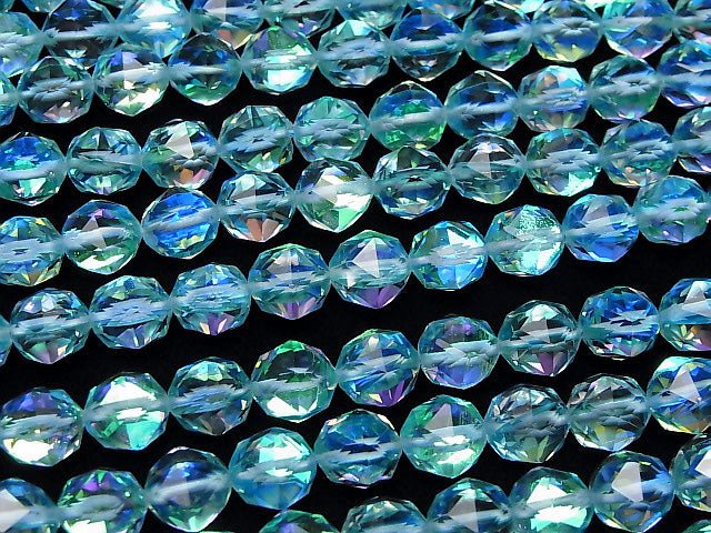 [Video] High Quality! Aqua Blue Luna Flash Star Faceted Round 10mm 1strand beads (aprx.15inch / 37cm)