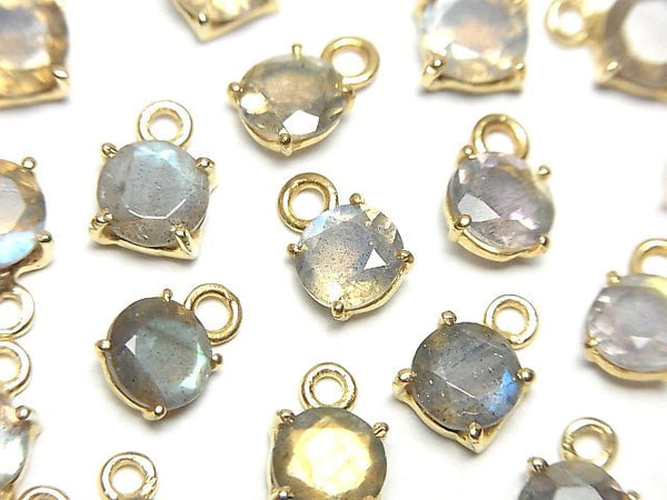 [Video] High Quality Labradorite AAA Bezel Setting Round Faceted 6x6mm 18KGP 3pcs