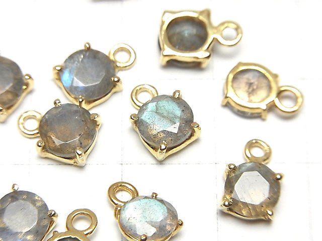 [Video] High Quality Labradorite AAA Bezel Setting Round Faceted 6x6mm 18KGP 3pcs