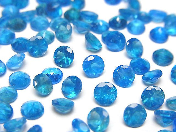 [Video] High Quality Neon Blue Apatite AAA Undrilled Round Faceted 5x5mm 2pcs