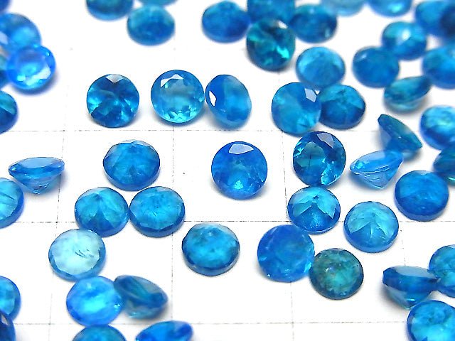 [Video] High Quality Neon Blue Apatite AAA Undrilled Round Faceted 5x5mm 2pcs