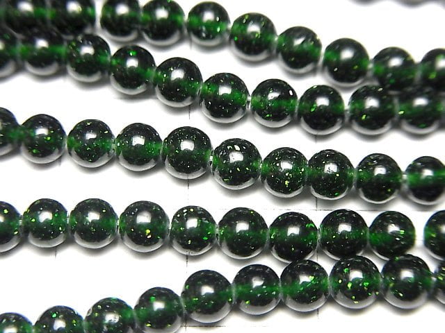 [Video]Green Goldstone Round 4mm 1strand beads (aprx.14inch/35cm)