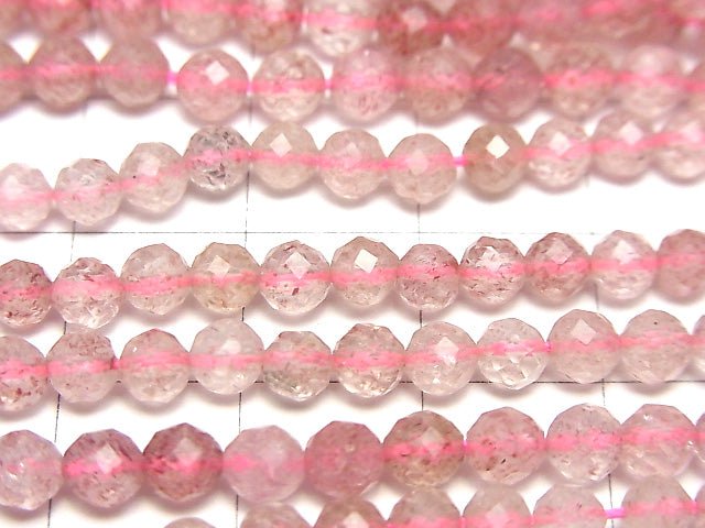 [Video] High Quality! Pink Epidote AA+ Faceted Round 4mm 1strand beads (aprx.15inch / 36cm)