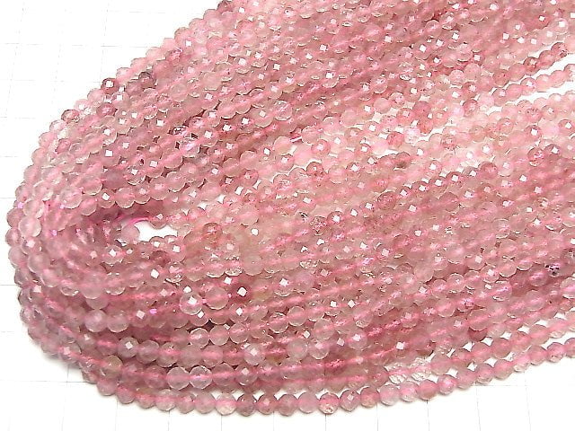 [Video] High Quality! Pink Epidote AA+ Faceted Round 4mm 1strand beads (aprx.15inch / 36cm)