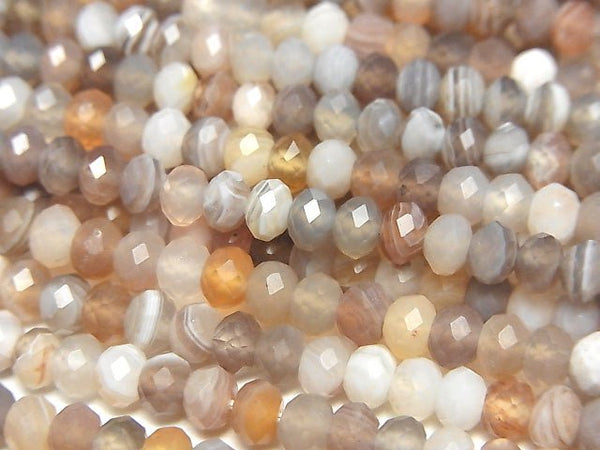 High Quality!  Botswana Agate  Faceted Button Roundel 4x4x3mm half or 1strand beads (aprx.15inch/38cm)