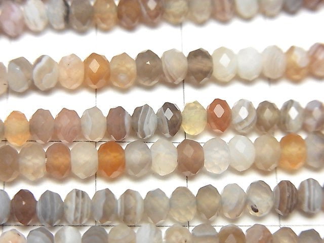 High Quality!  Botswana Agate  Faceted Button Roundel 4x4x3mm half or 1strand beads (aprx.15inch/38cm)