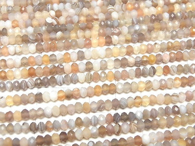 High Quality!  Botswana Agate  Faceted Button Roundel 4x4x3mm half or 1strand beads (aprx.15inch/38cm)