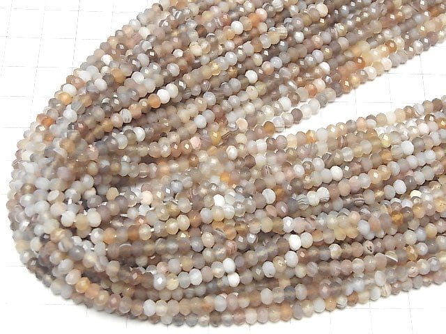 High Quality!  Botswana Agate  Faceted Button Roundel 4x4x3mm half or 1strand beads (aprx.15inch/38cm)