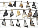 [Video] Black Stripe Agate Flat Triangle 1strand (10pcs )