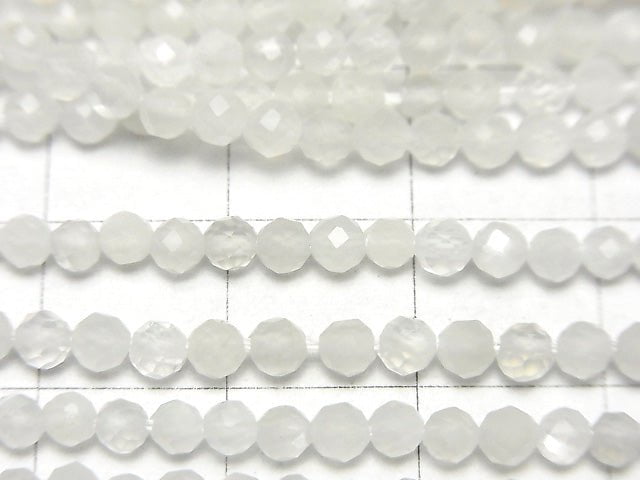 High Quality! White Moonstone AAA Faceted Round 3mm 1strand beads (aprx.15inch/36cm)