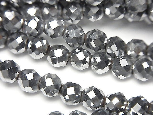 Magnetic! 1strand $7.79! Hematite 64 Faceted Round 6 mm silver coating 1 strand