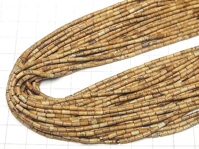 [Video] Picture Jasper Tube 4x2x2mm 1strand beads (aprx.15inch / 38cm)