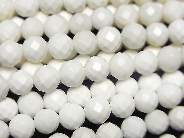 [Video]High Quality! White Onyx AAA- 64Faceted Round 6mm half or 1strand beads (aprx.15inch/37cm)