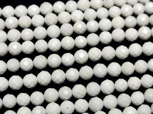 [Video]High Quality! White Onyx AAA- 64Faceted Round 6mm half or 1strand beads (aprx.15inch/37cm)