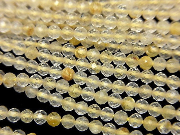 [Video] High Quality!  1strand $12.99! Rutilated Quartz AAA- Faceted Round 2mm  1strand beads (aprx.15inch/37cm)