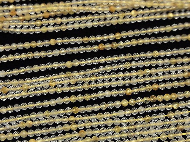 [Video] High Quality!  1strand $12.99! Rutilated Quartz AAA- Faceted Round 2mm  1strand beads (aprx.15inch/37cm)