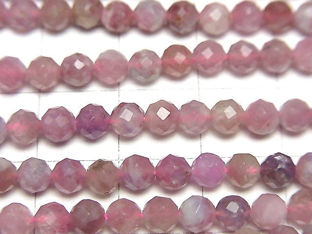 [Video] High Quality! Pink Tourmaline Silica AA++ Faceted Round 4mm 1strand beads (aprx.15inch / 37cm)