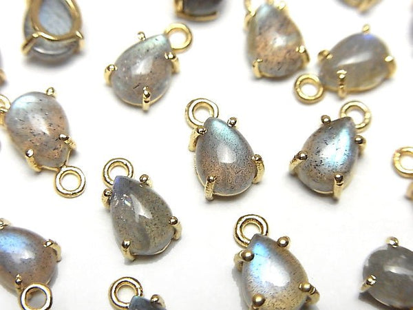 [Video] High Quality Labradorite AAA Bezel Setting Pear shape 7x5mm 18KGP  4pcs $11.79!