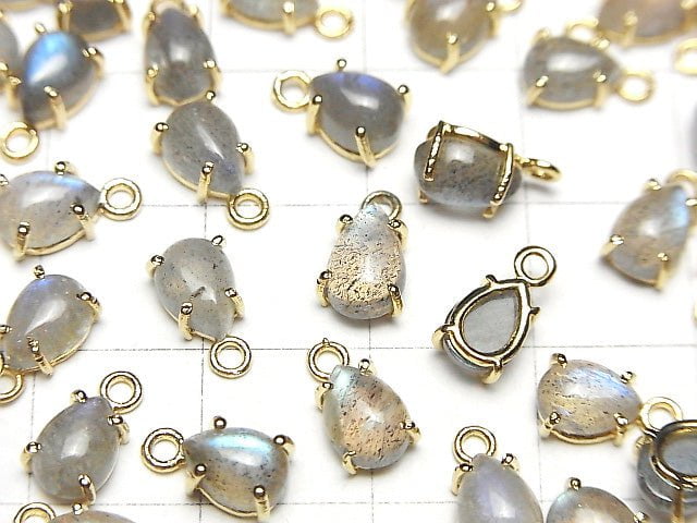 [Video] High Quality Labradorite AAA Bezel Setting Pear shape 7x5mm 18KGP  4pcs $11.79!