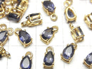 [Video] High Quality Iolite AAA Bezel Setting Pear shape Faceted 6x4mm 18KGP 2pcs