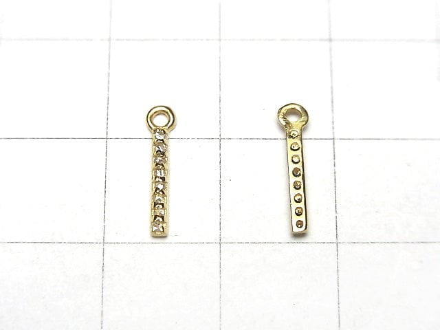 [Video] Diamond Bar Charm 10x1.3x1.5mm 18KGP 1pc