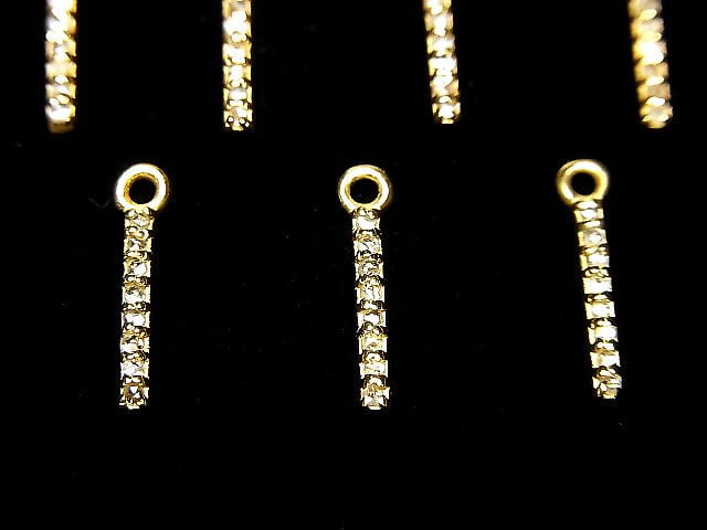 [Video] Diamond Bar Charm 10x1.3x1.5mm 18KGP 1pc