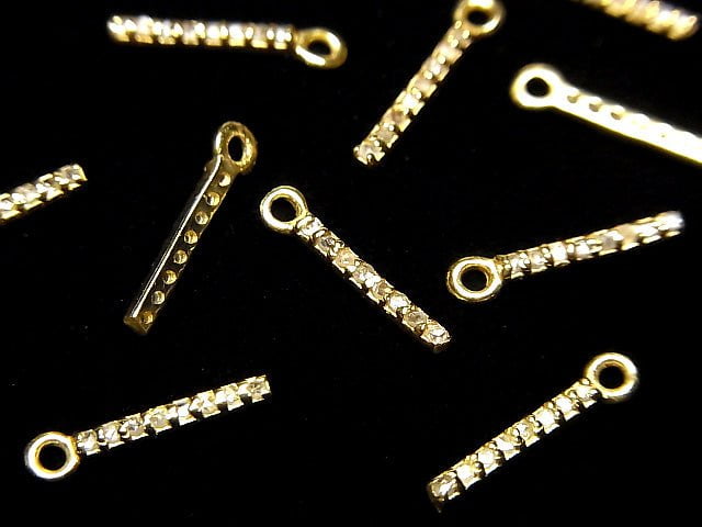 Diamant Stab Charm 10x1.3x1.5mm 18KGP 1Stück