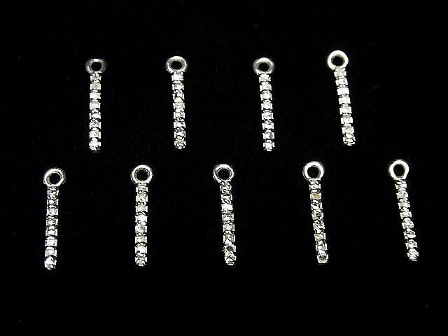 [Video] Diamond Bar Charm 10x1.3x1.5mm Silver925 1pc