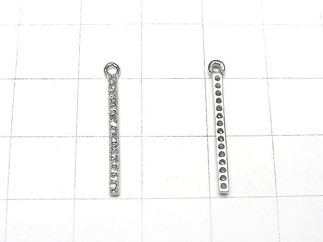 [Video] Diamond Bar Charm 20x1.5x2mm Silver925 1pc