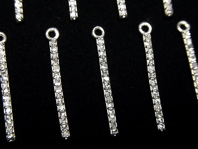 [Video] Diamond Bar Charm 20x1.5x2mm Silver925 1pc