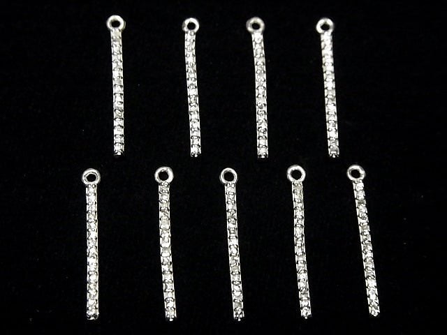 [Video] Diamond Bar Charm 20x1.5x2mm Silver925 1pc