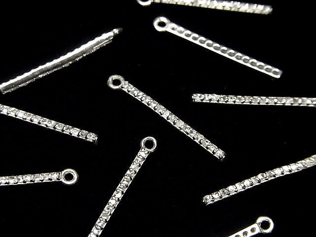 [Video] Diamond Bar Charm 20x1.5x2mm Silver925 1pc