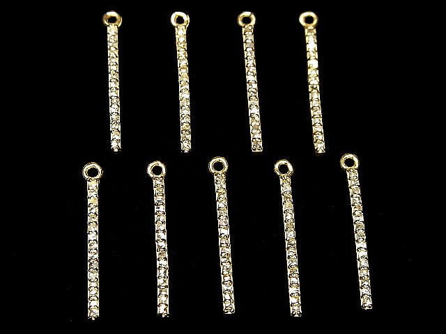 Diamond Bar Charm 20x1.5x2mm 18KGP 1pc