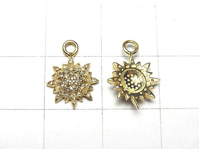 [Video] Diamond Sun Charm 9.5x9.5x3mm 18KGP 1pc