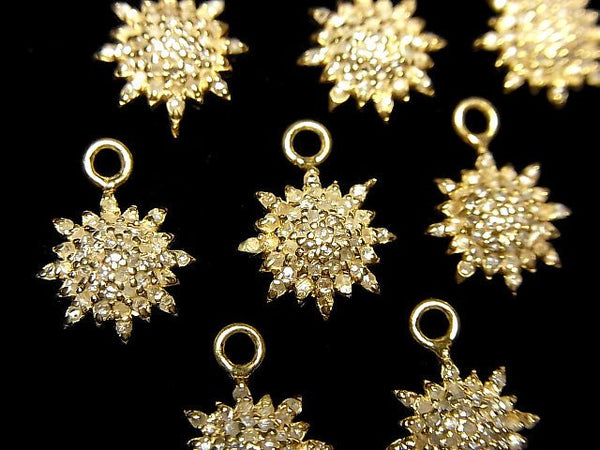 [Video] Diamond Sun Charm 9.5x9.5x3mm 18KGP 1pc