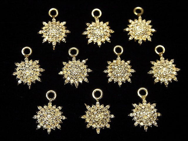 [Video] Diamond Sun Charm 9.5x9.5x3mm 18KGP 1pc