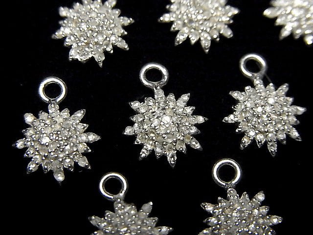 [Video] Diamond Sun Charm 9.5x9.5x3mm Silver925 1pc