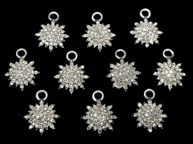 [Video] Diamond Sun Charm 9.5x9.5x3mm Silver925 1pc