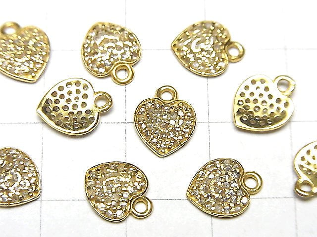 [Video] Diamond Heart Charm 7.5x7.5x1.5mm 18KGP 1pc