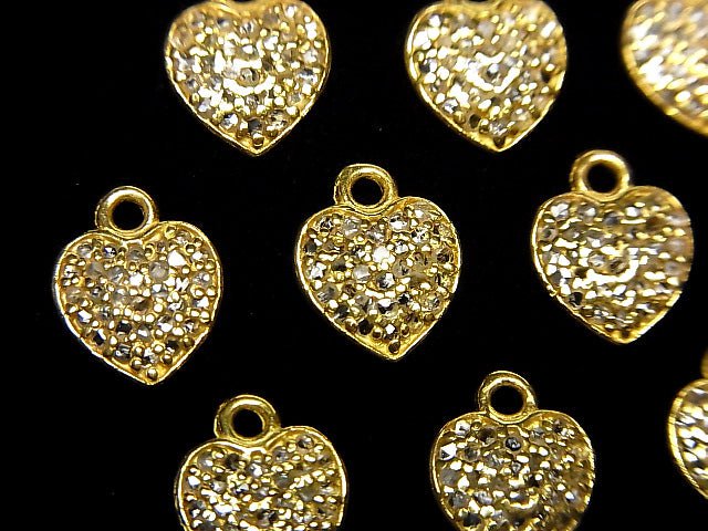 [Video] Diamond Heart Charm 7.5x7.5x1.5mm 18KGP 1pc