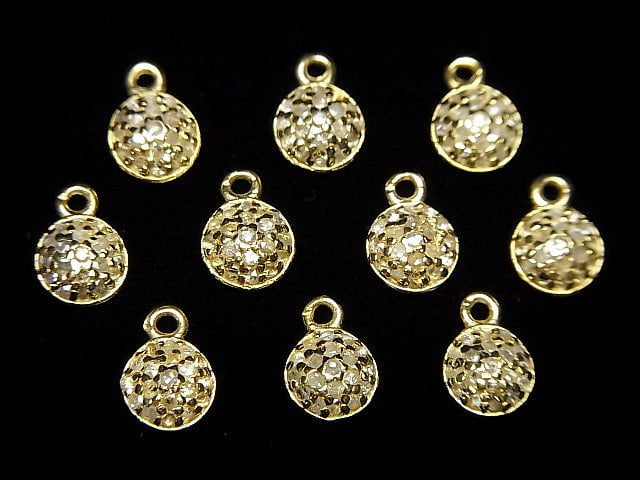 [Video] Diamond Coin Charm 6x6x2mm 18KGP 1pc