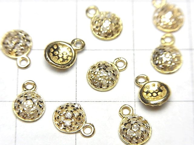 [Video] Diamond Coin Charm 6x6x2mm 18KGP 1pc